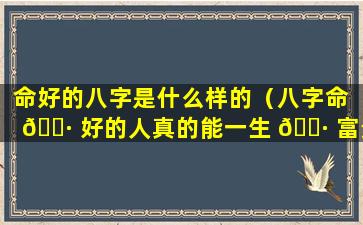 命好的八字是什么样的（八字命 🌷 好的人真的能一生 🕷 富贵吗）